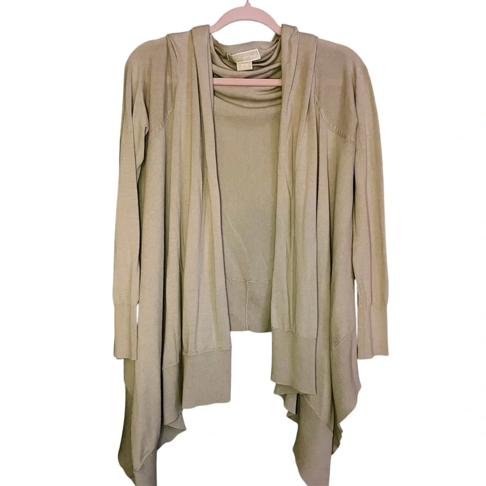MICHAEL Michael Kors Cream Cardigan Sweater Asymmetrical Hem